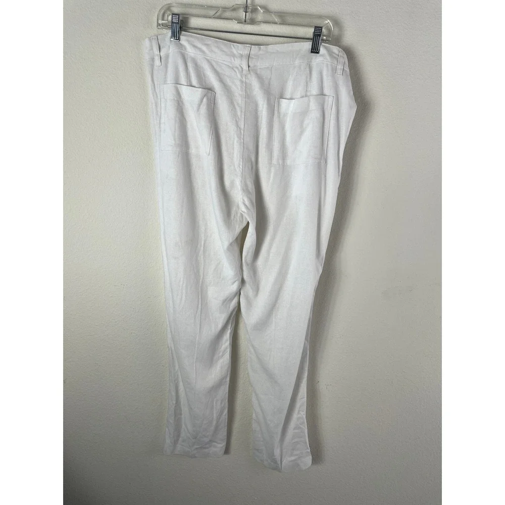 Kenny Flowers Mens XL Casa Blanca White Linen Vacation Beach Pants Bali Tropical